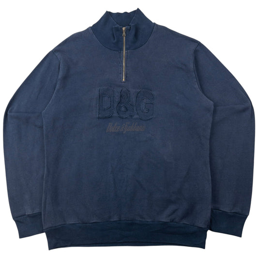 Vintage 2000s Dolce & Gabbana Q Zip Sweatshirt Size XL | XL, Navy