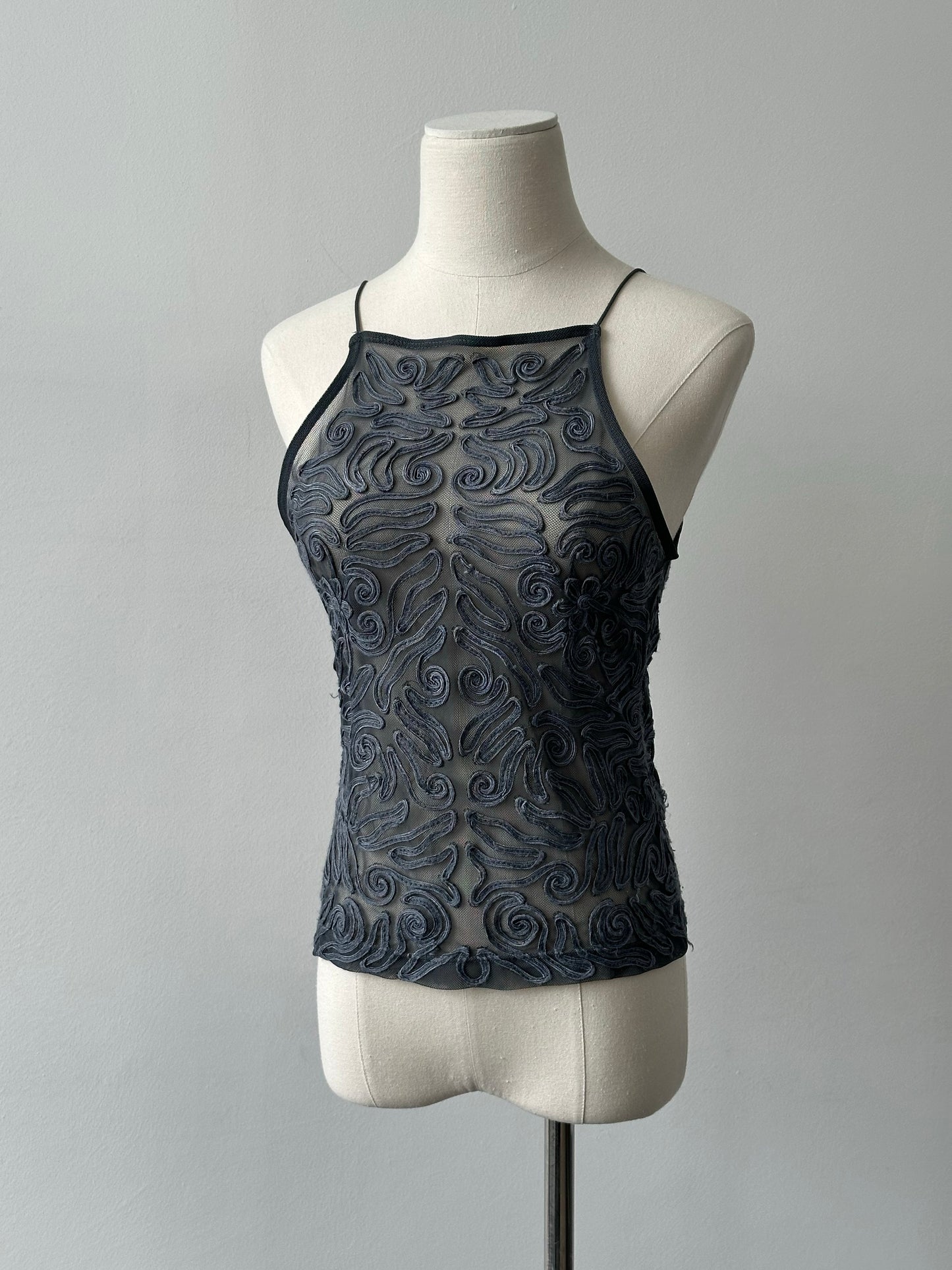 Armani Jeans 1990s Sheer Applique Vest Top - S