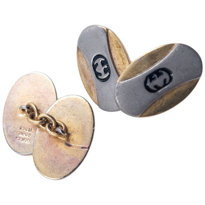 Vintage 80s Gucci Embossed Chain Link Cuff Links | O/S, Gold