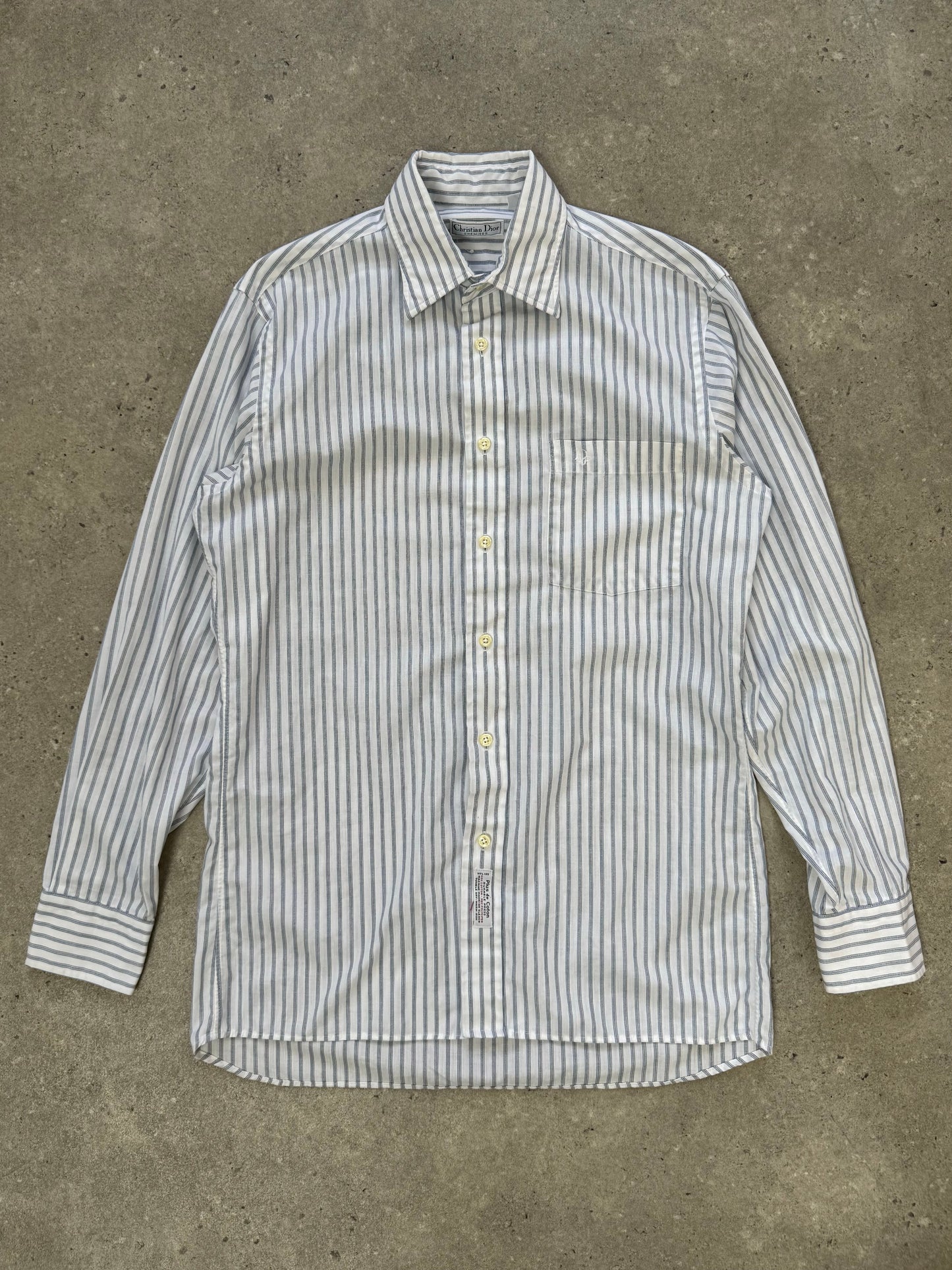 Christian Dior Chemises 1990s Cotton Striped Logo Shirt - S