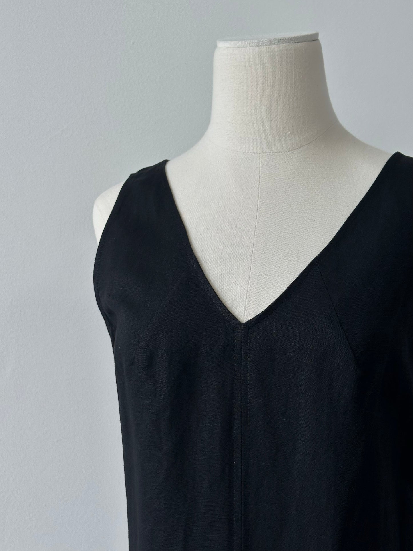 Marella 1990s Linen V Neck Floor Length Dress - S/M