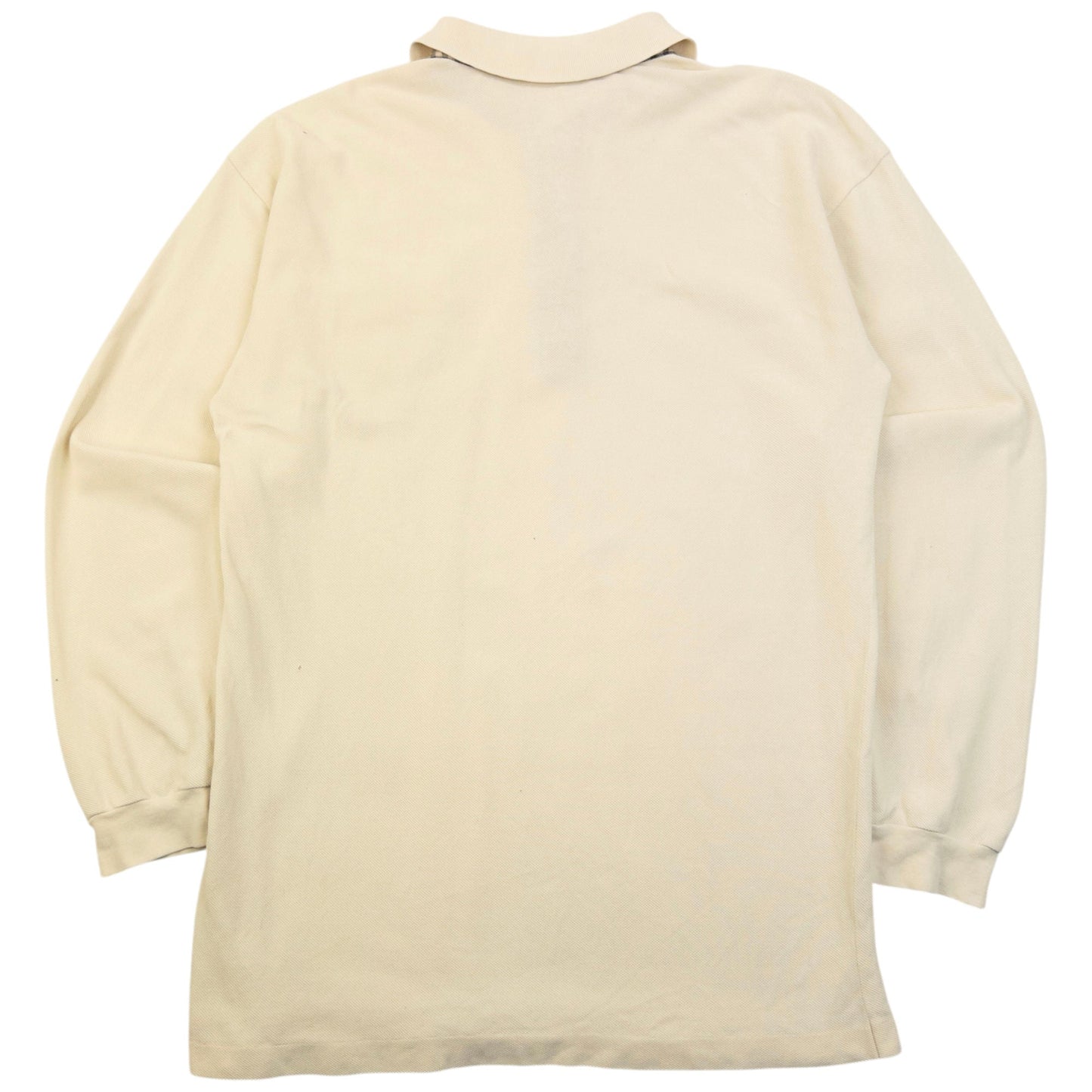 Vintage 90s Burberry Long Sleeve Polo Shirt Size M | Medium, Cream