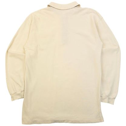 Vintage 90s Burberry Long Sleeve Polo Shirt Size M | Medium, Cream