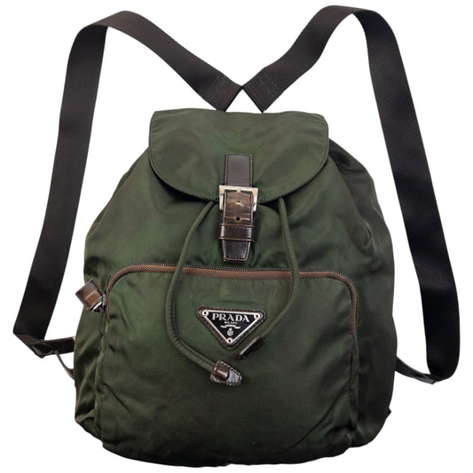 Vintage 2000s Prada Bucket Backpack | O/S, Green
