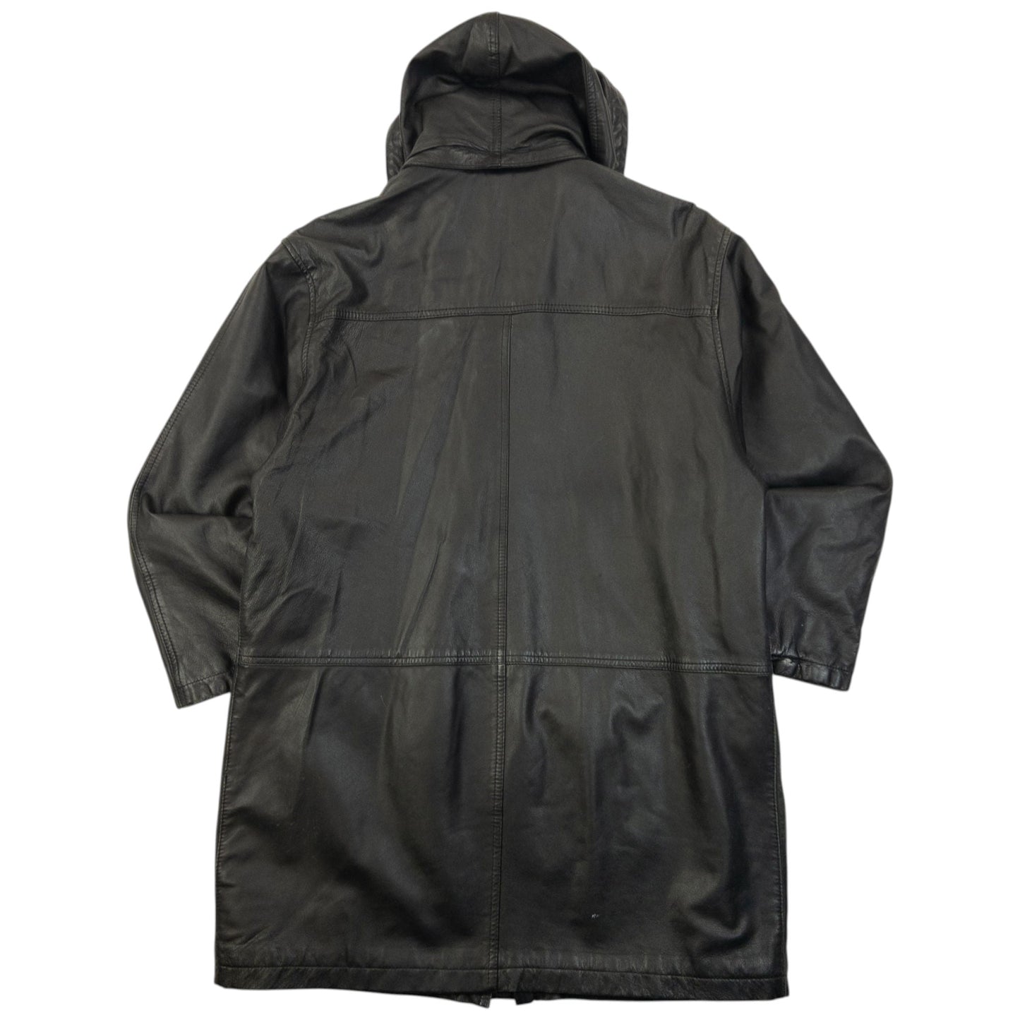 Vintage 2000s Burberry Nova Check Lined Leather Duffle Jacket Size M | O/S, Black