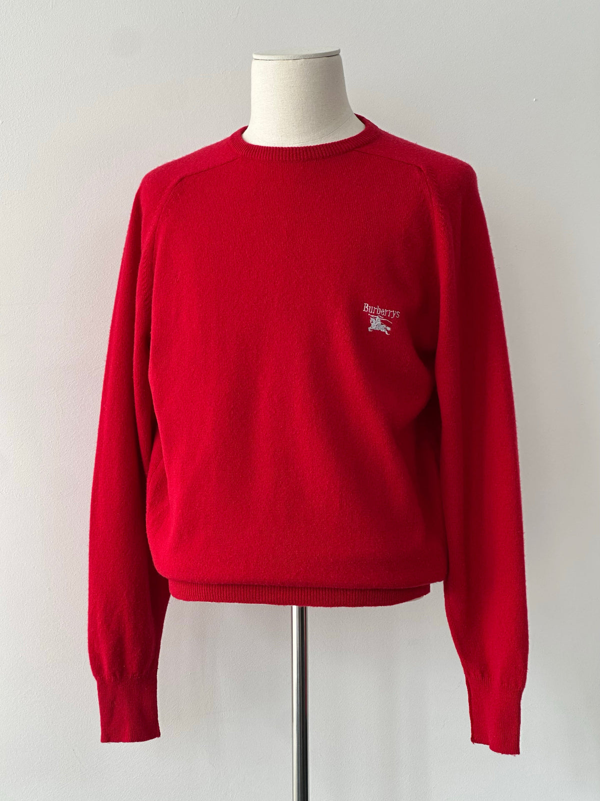 Burberry 1990s pure lambswool logo knit jumper in medium, featuring classic design and iconic branding on the front.