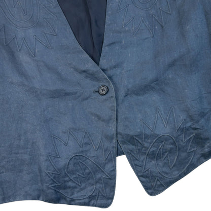 Vintage 80s Issey Miyake Embroidered Jacket Womens Size M | Medium, Blue