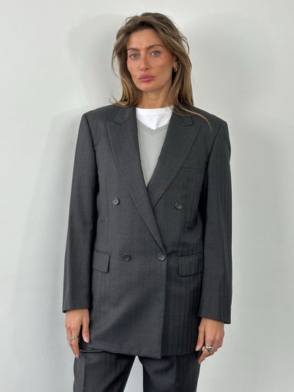 Loro Piana x Durban 1990s Pure Wool Double Breasted Stripe Suit - 38R/W30