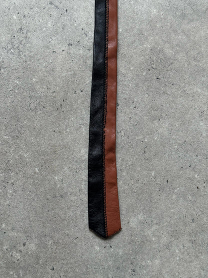 Vintage 2000s Two Tone Leather Skinny Tie