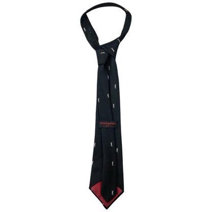 Vintage 80s YSL Yves Saint Laurent Monogram Silk Tie | O/S, Black