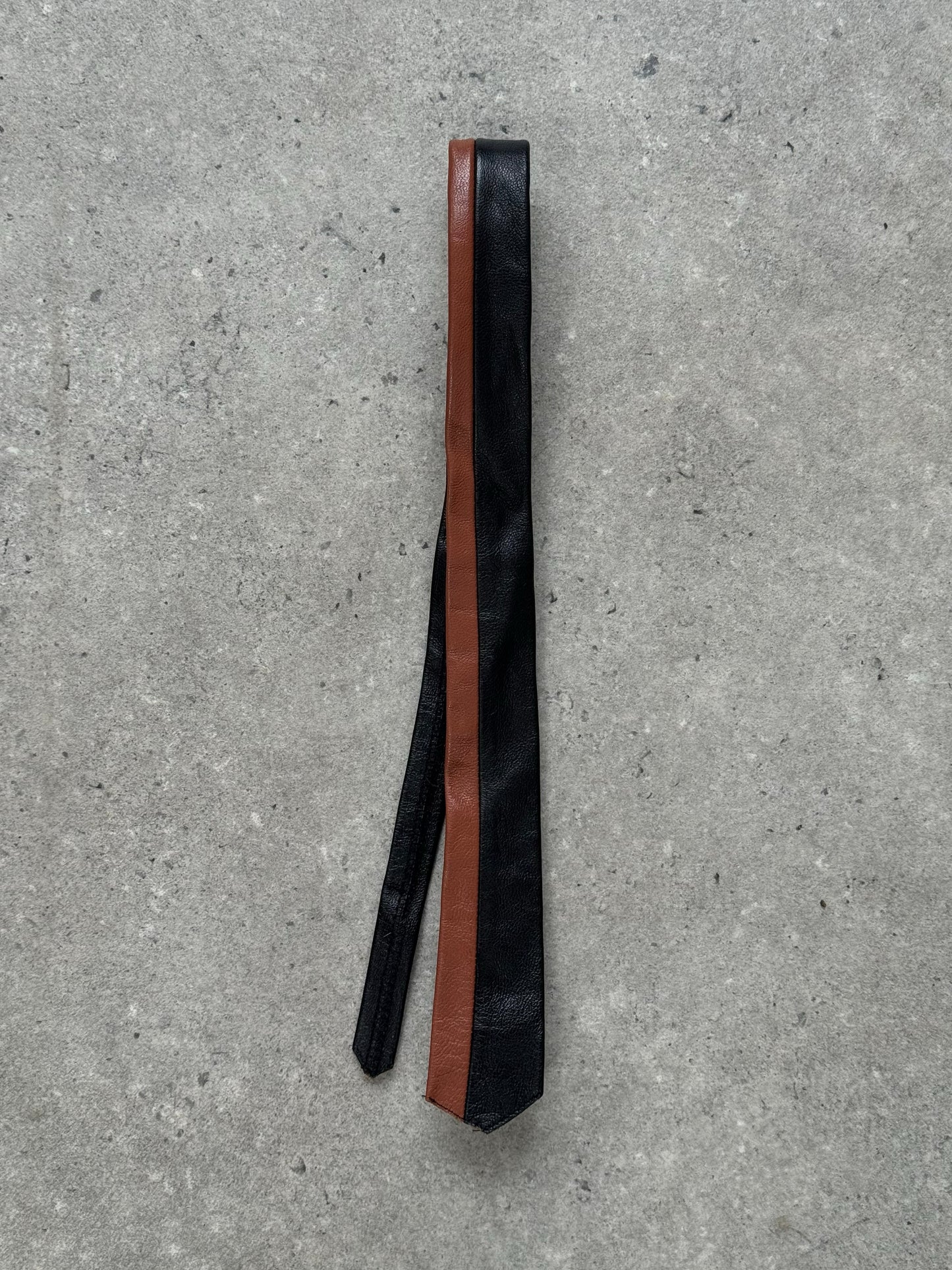 Vintage 2000s Two Tone Leather Skinny Tie