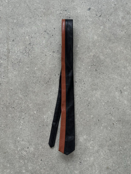 Vintage 2000s Two Tone Leather Skinny Tie