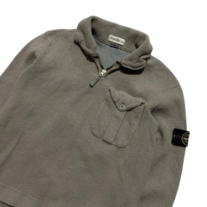 Stone Island Ribbed Quarter Zip | Large, Grey