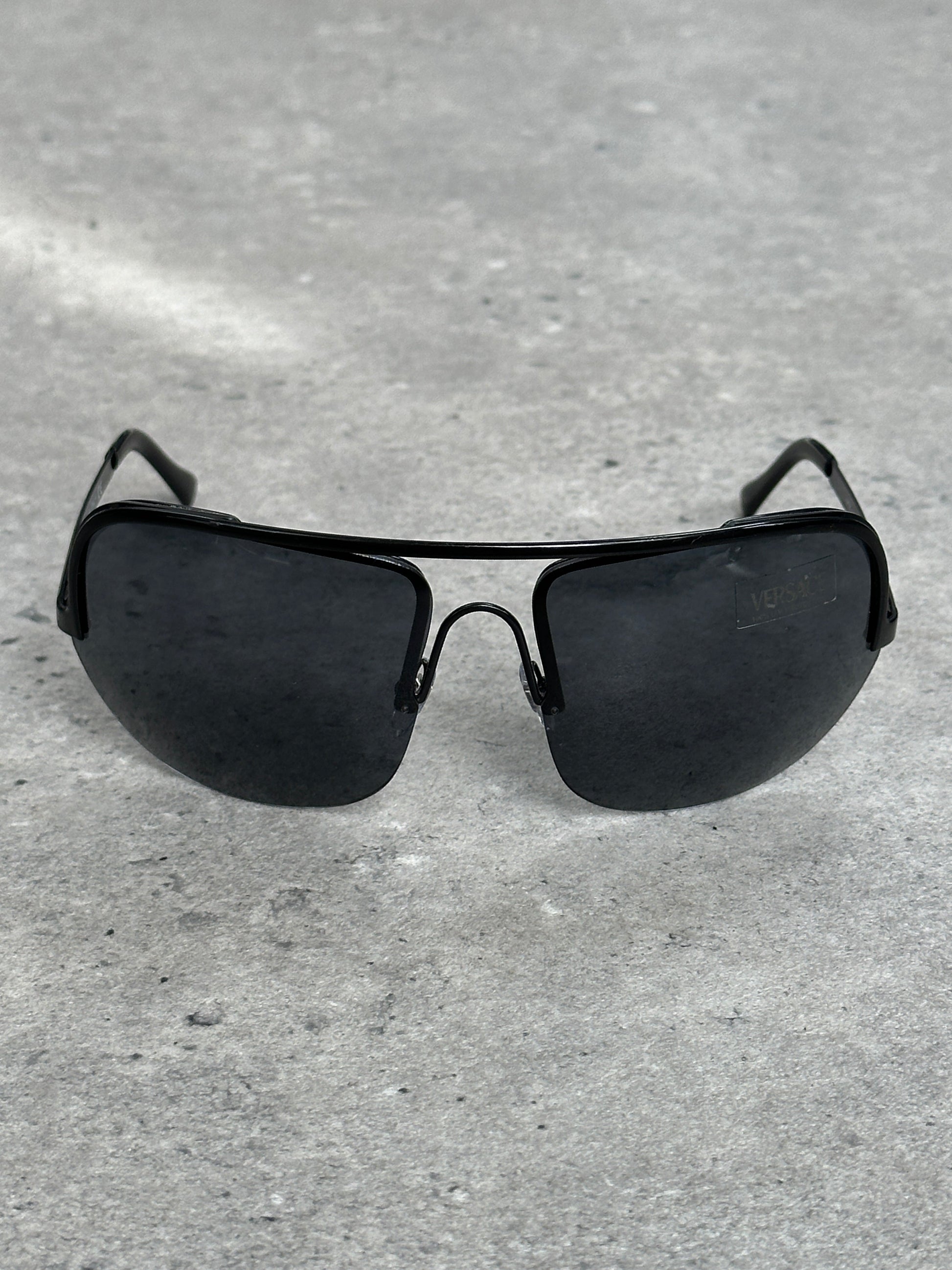 Versace 2000s Shield Aviator Logo Sunglasses