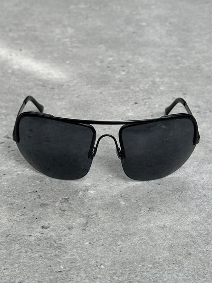 Versace 2000s Shield Aviator Logo Sunglasses