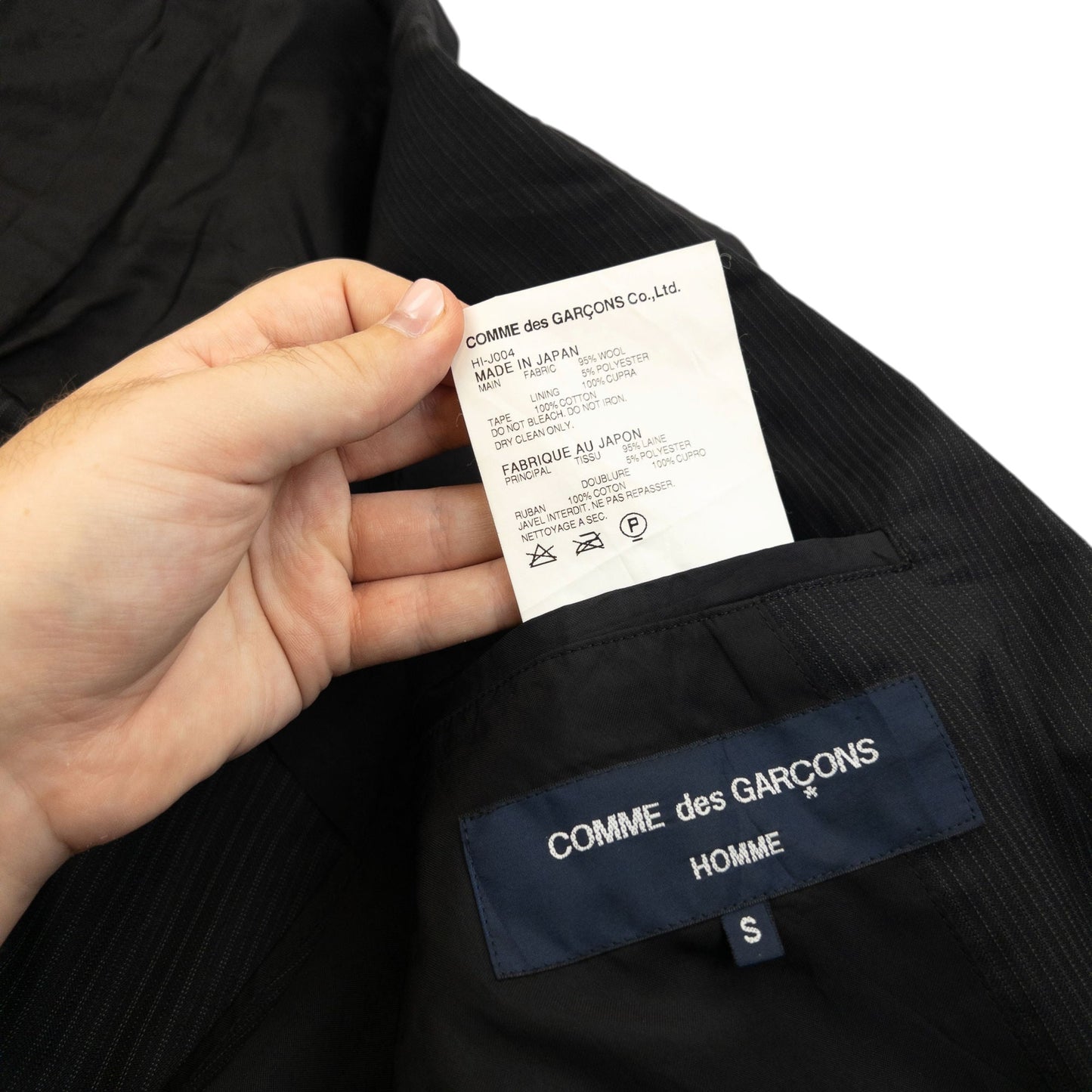 Vintage 2000s Comme Des Garçons HOMME Pinstripe Blazer Jacket Size S | Small, Black