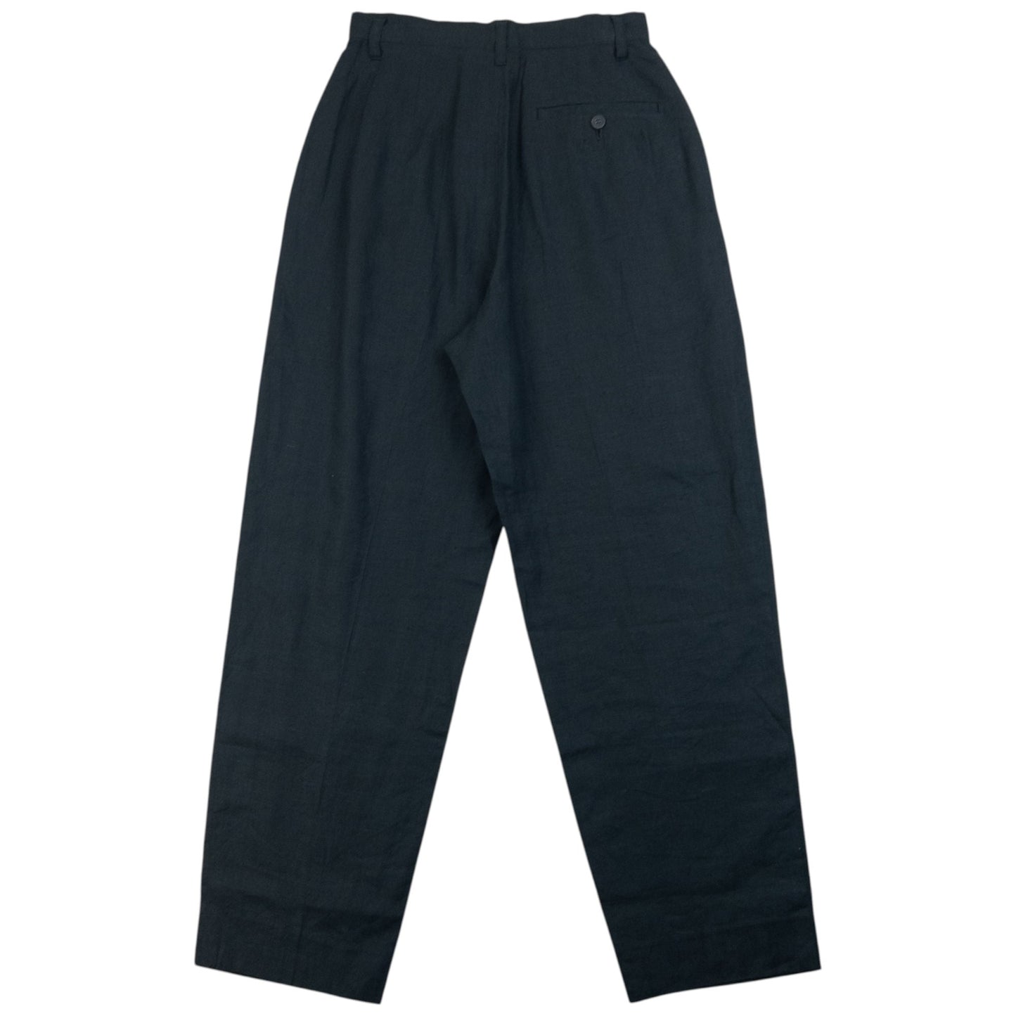 Vintage 90s Issey Miyake Pleated Linen Trousers Size W24 | W24, Black