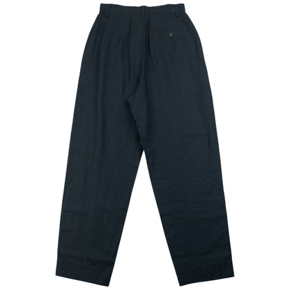 Vintage 90s Issey Miyake Pleated Linen Trousers Size W24 | W24, Black