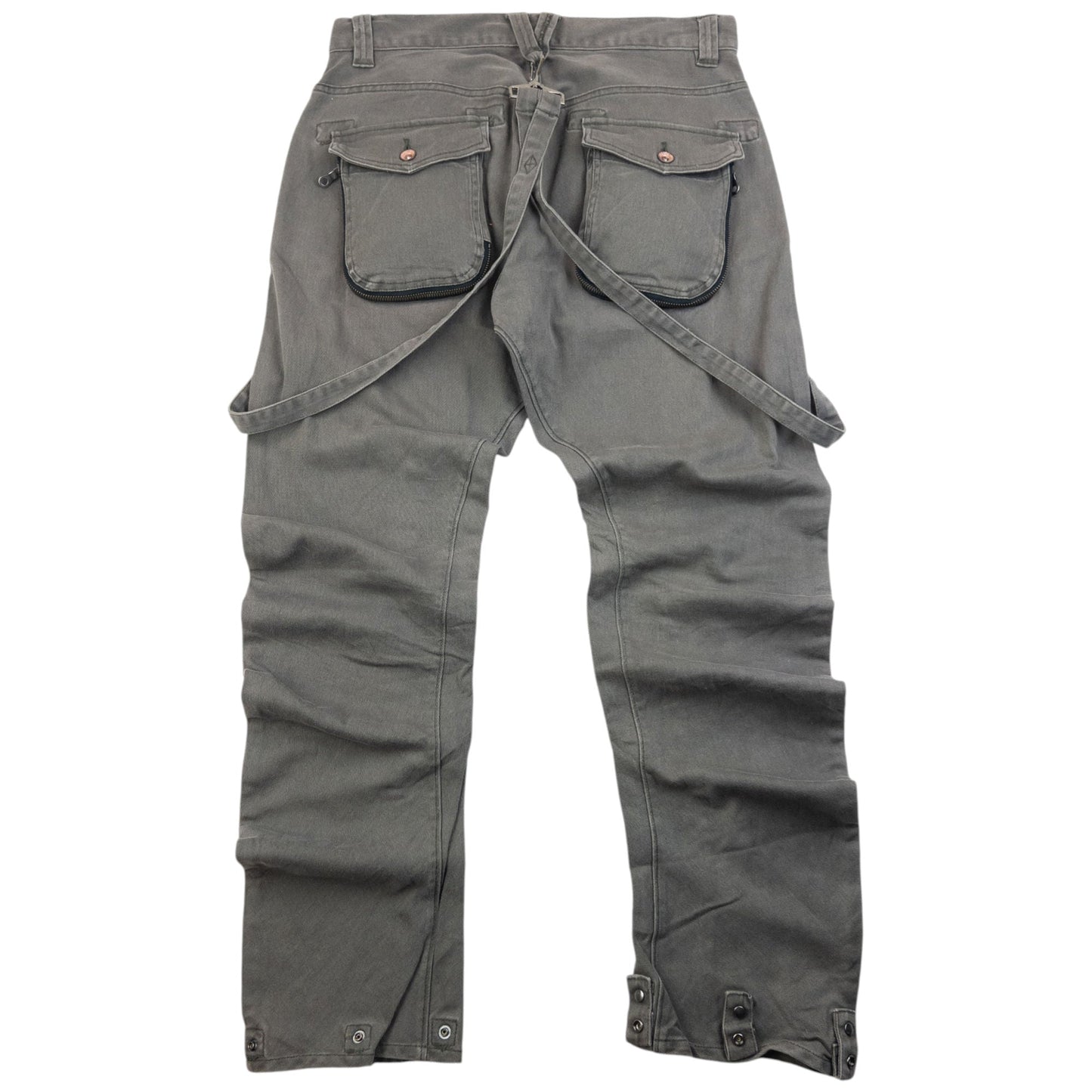 Vintage 2000s PPFM Curved Stacked Leg Denim Jeans With Suspenders Size W32 | W32, Grey