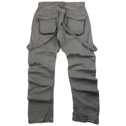 Vintage 2000s PPFM Curved Stacked Leg Denim Jeans With Suspenders Size W32 | W32, Grey
