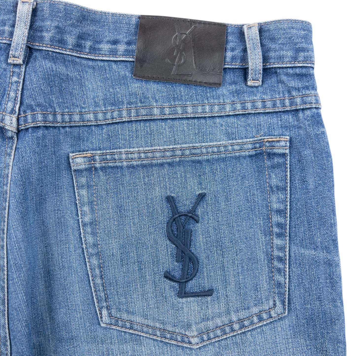 Vintage 2000s YSL Yves Saint Laurent Embroidered Denim Jeans Size W36 | W36, Blue