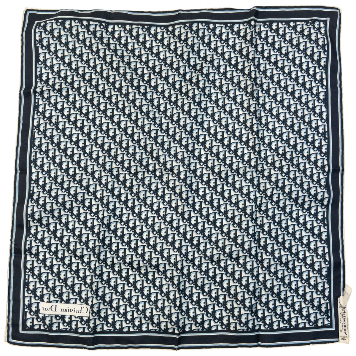 Vintage 2000s Dior Monogram Silk Scarf | O/S, Navy