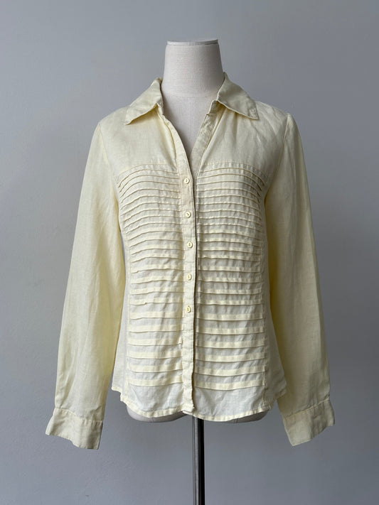 Vintage 1990s Pure Linen Pleated Shirt - M
