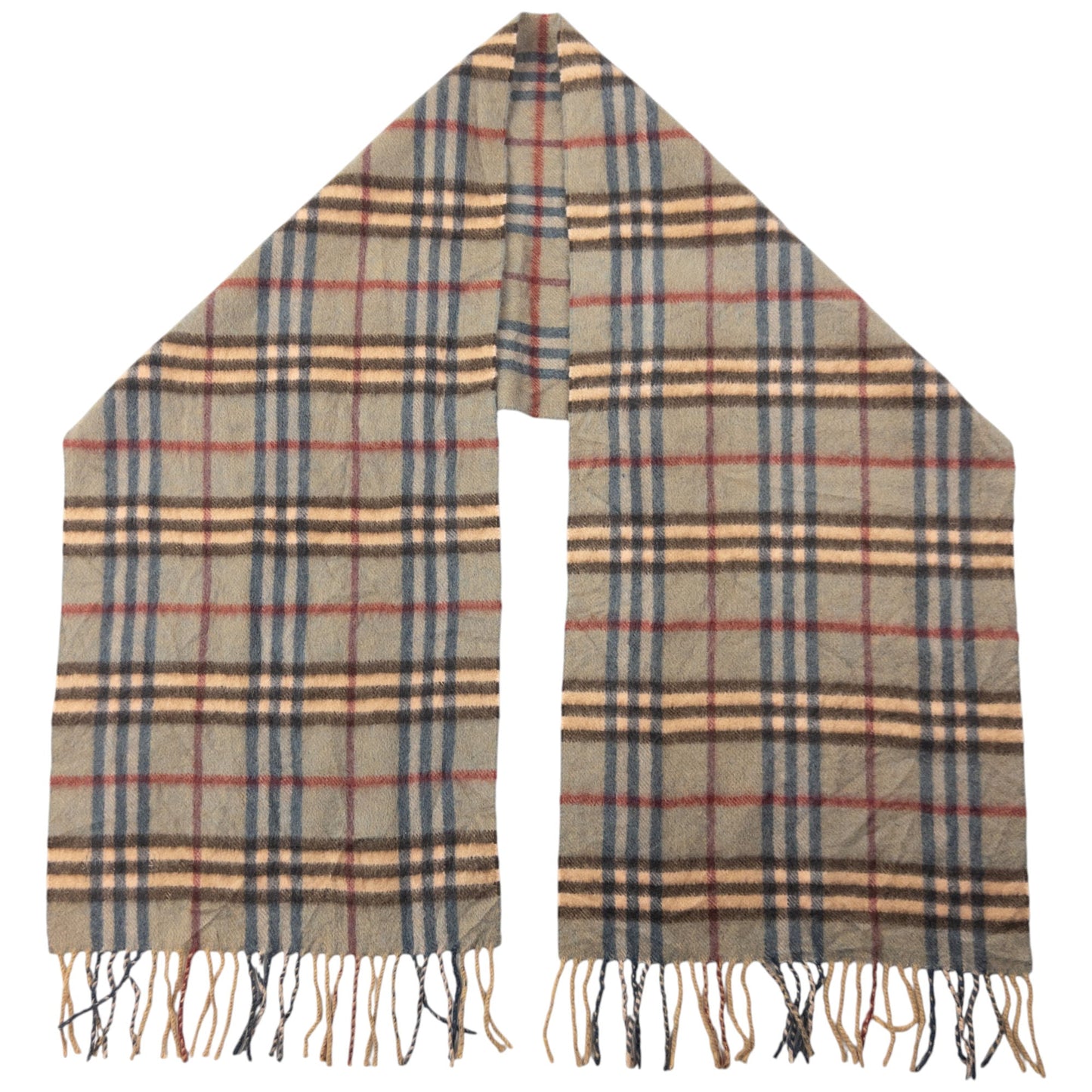 Vintage Burberry Nova Check Cashmere Tassel Scarf