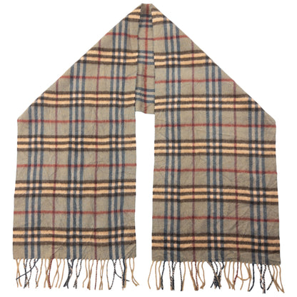 Vintage Burberry Nova Check Cashmere Tassel Scarf