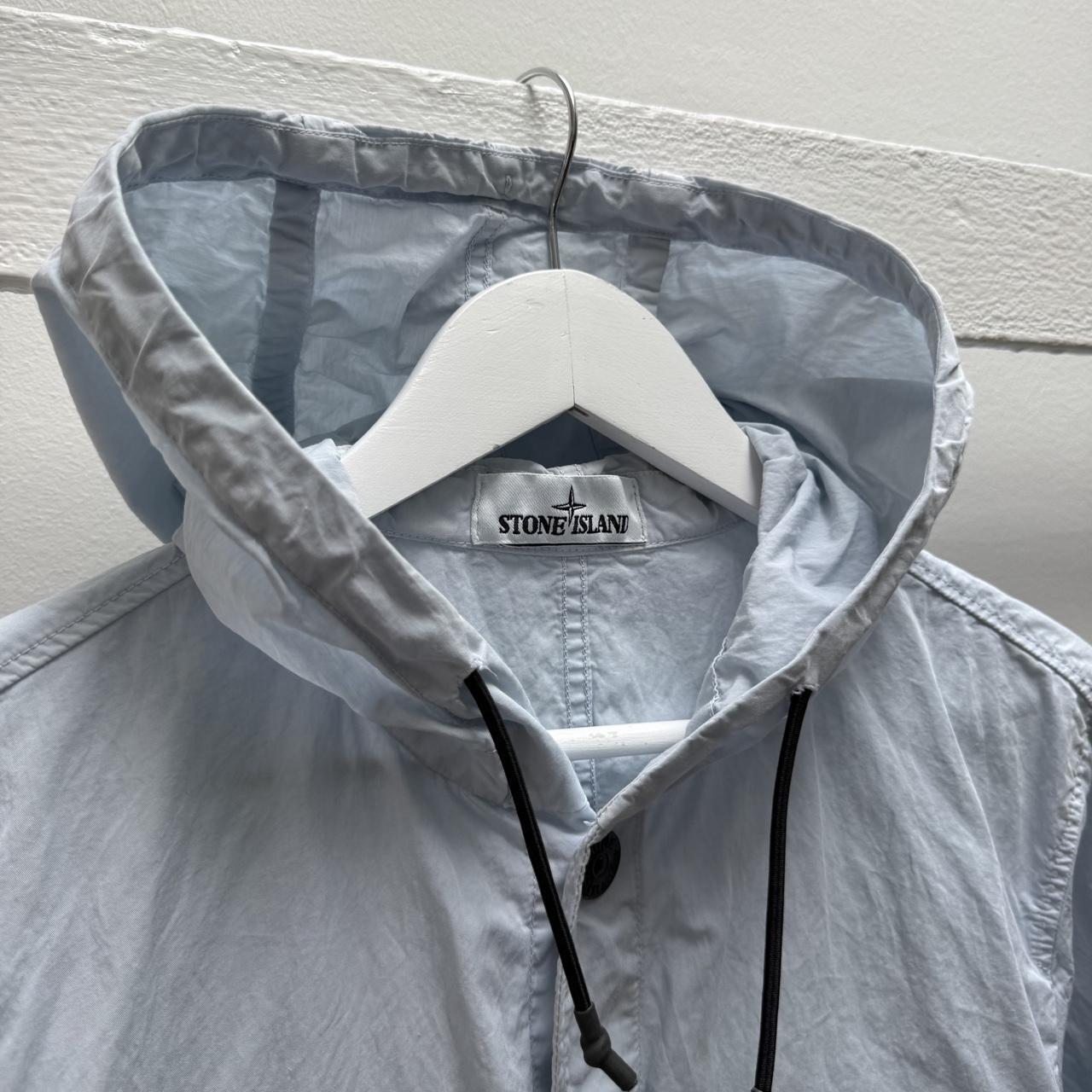 Stone Island Hooded Over Shirt in Light Blue (M) | Medium, Blue