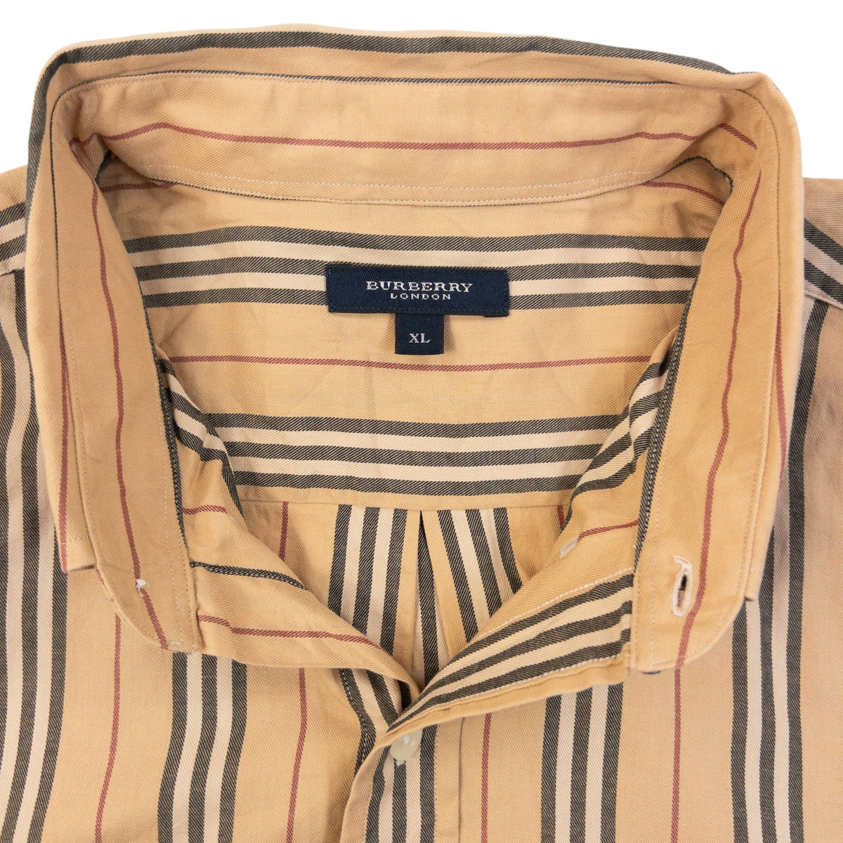 Vintage 2000s Burberry Nova Stripe Long Sleeve Button Up Shirt Size XL | XL, Beige