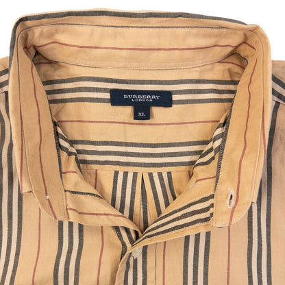 Vintage 2000s Burberry Nova Stripe Long Sleeve Button Up Shirt Size XL | XL, Beige