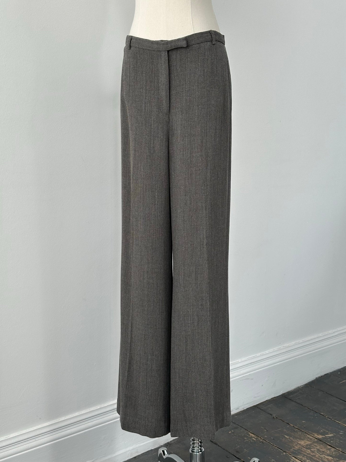 Calvin Klein 2000s Wool Wide Leg Tailored Trousers - W30