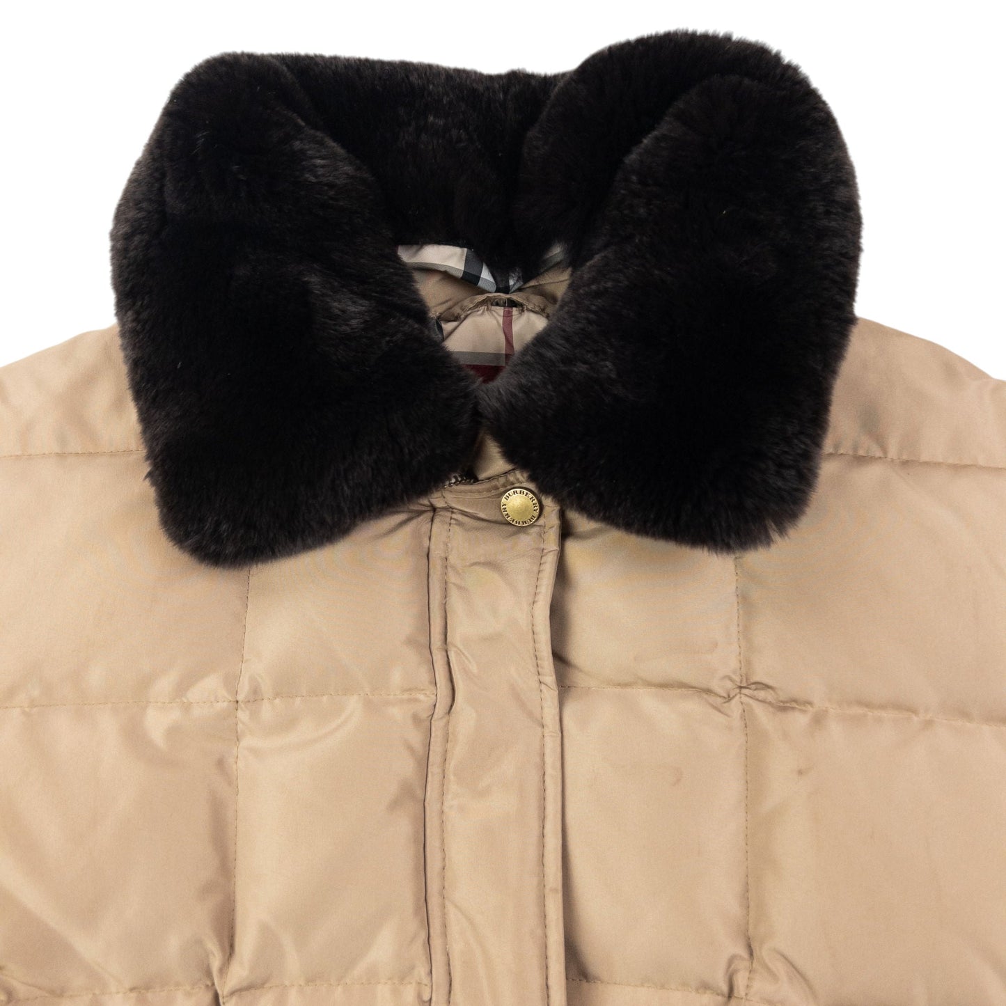 Vintage 2000s Burberry Nova Check Lined Quilted Puffer Jacket Womens Size L | Large, Beige
