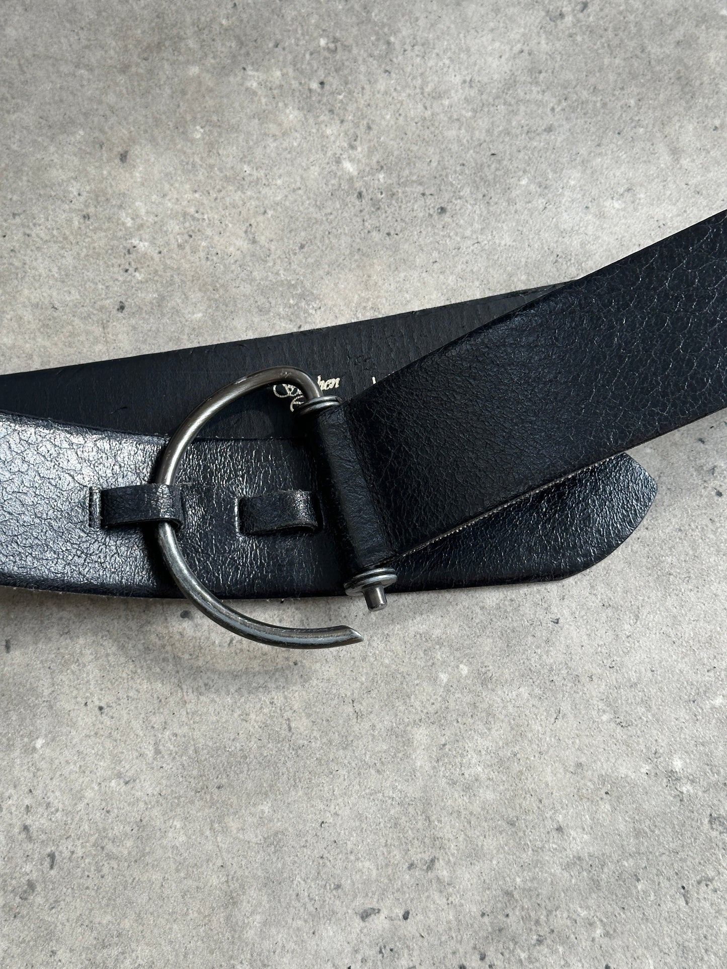 Vintage 1990s Leather Chunky D Ring Belt - W35-38