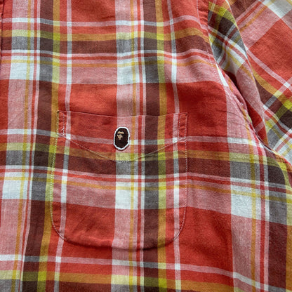 Vintage Bape Check Short Sleeve Button Up Shirt Size XL