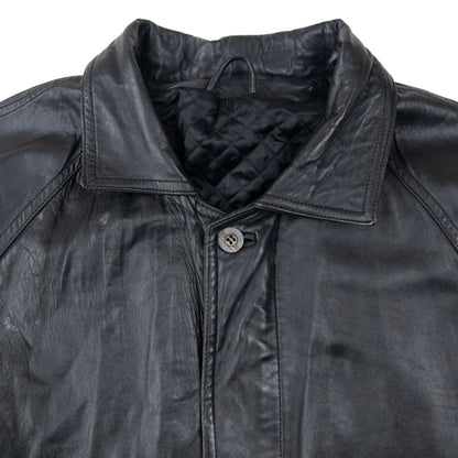 Vintage 80s Hugo Boss Zip Up Leather Jacket Size XXL | XXL, Black
