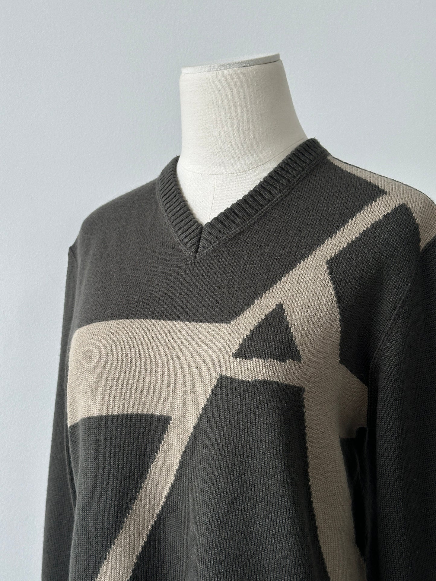 Armani Jeans 1990s Wool Logo V Neck Jumper - S
