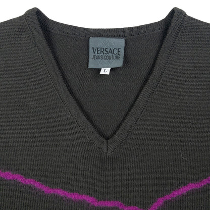 Vintage Versace Jeans Couture Cropped Sweater Vest Womens Size L