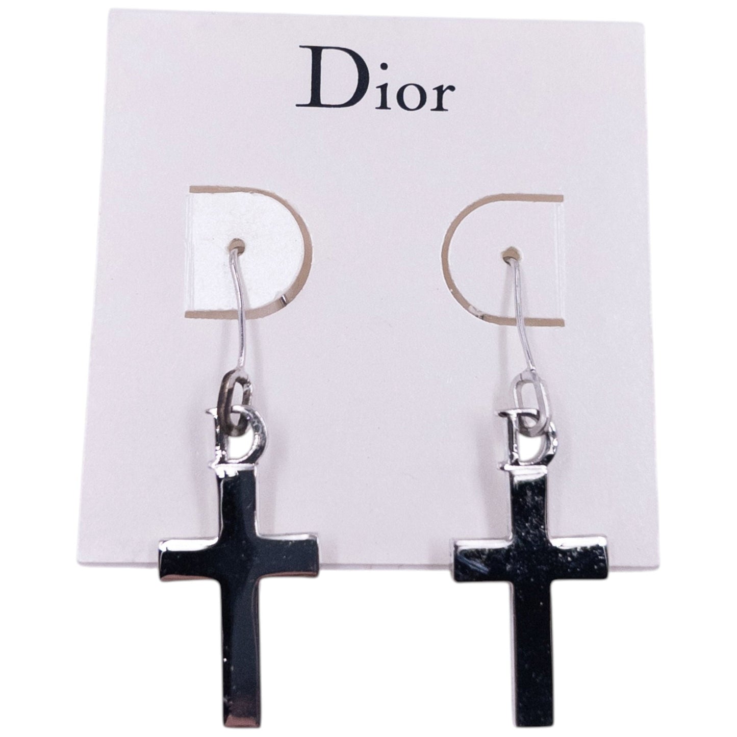 Vintage 2000s Dior By John Galliano Silver Cross Earrings | O/S, Grey