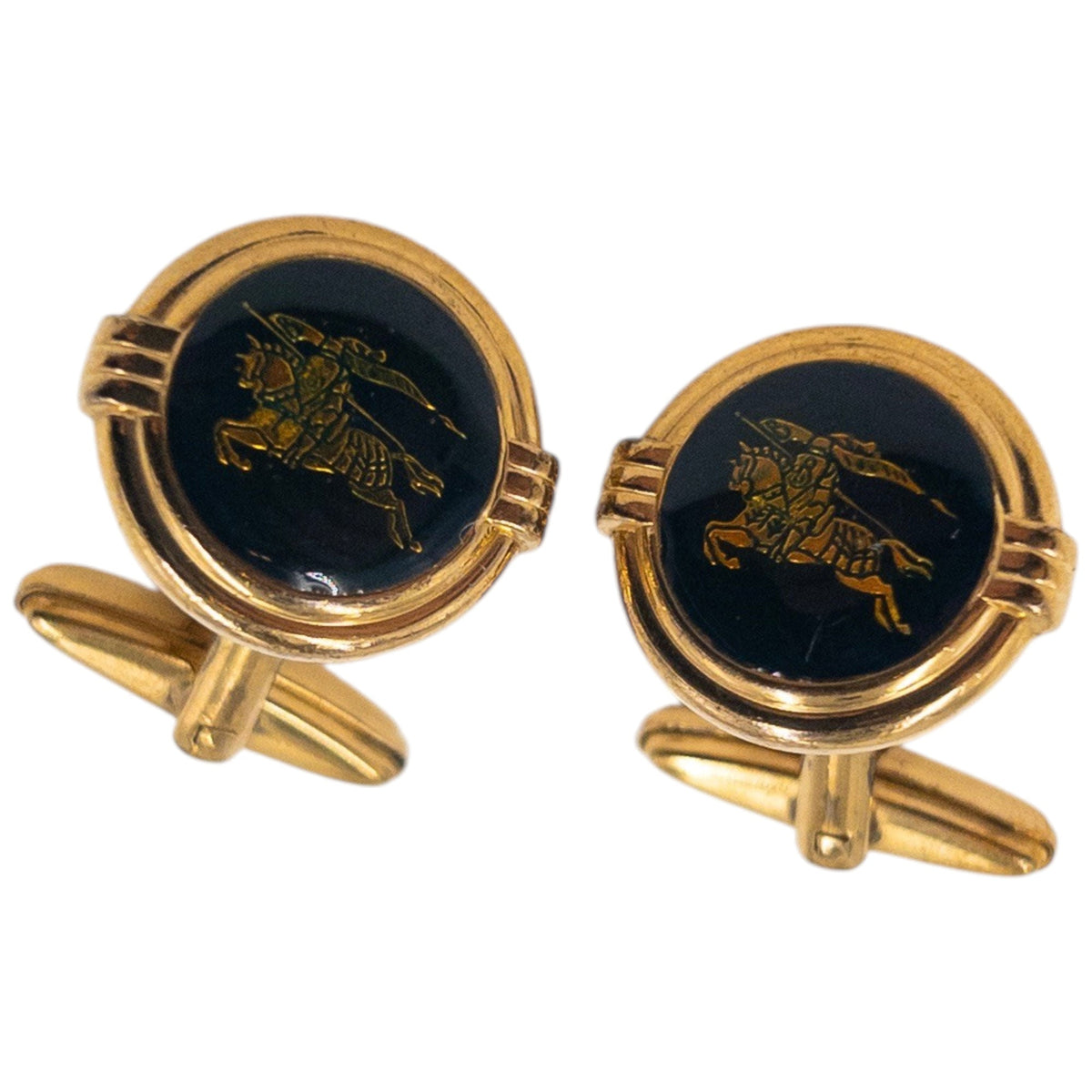 Vintage 90s Burberry Embossed Cufflinks | O/S, Black