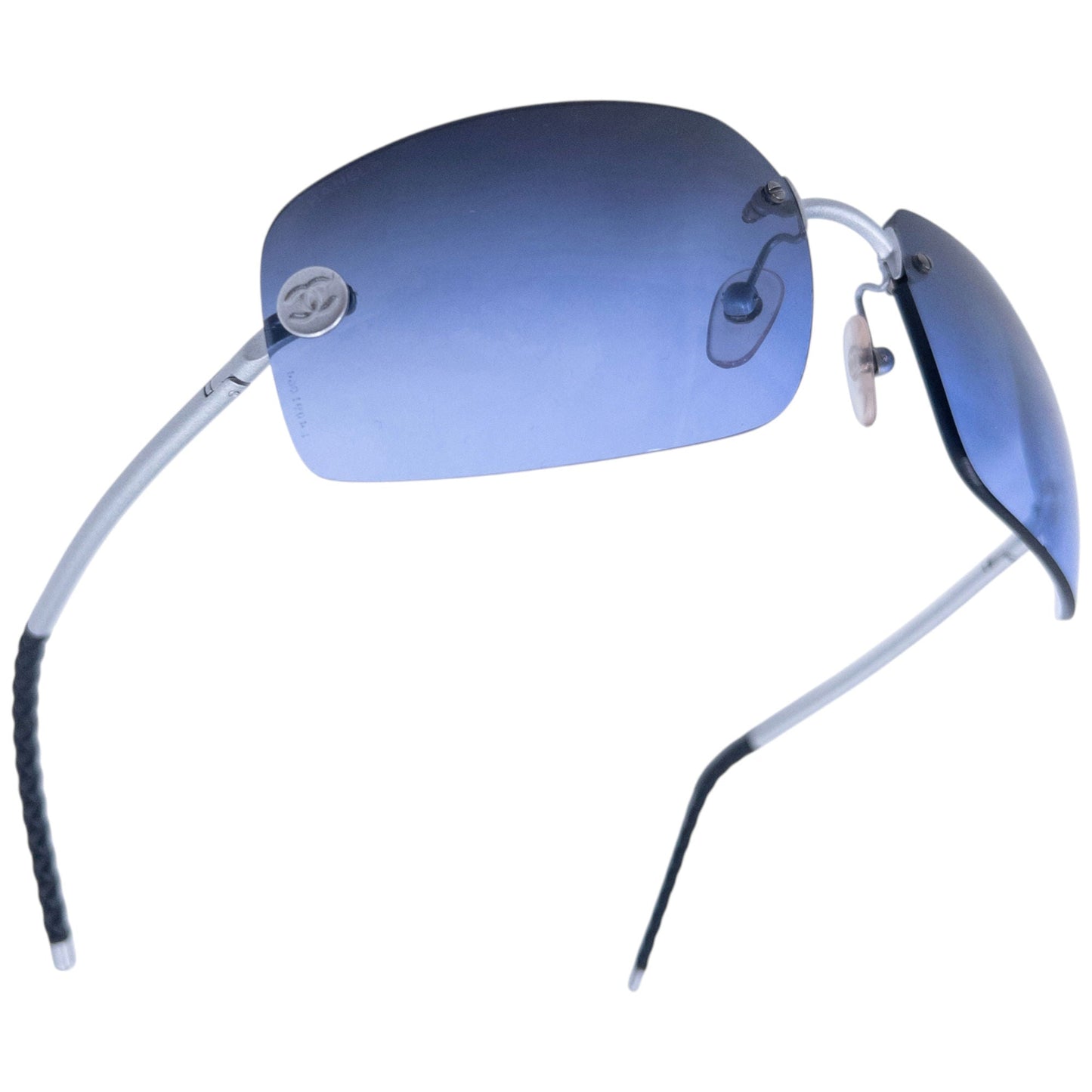 Vintage 2000s Chanel Rimless Sunglasses | O/S, Blue