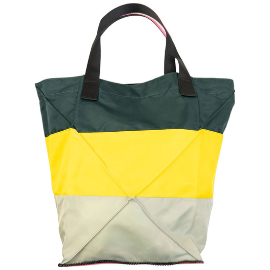 Vintage 2000s Pleats Please By Issey Miyake Packable Tote Handbag | O/S, Green, Yellow, Pink