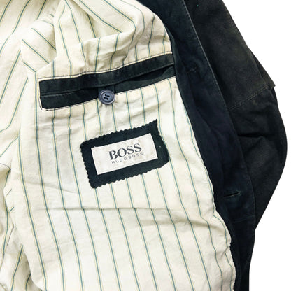 Vintage 90s Hugo Boss Button Up Suede Bomber Jacket Size XL | XL, Green