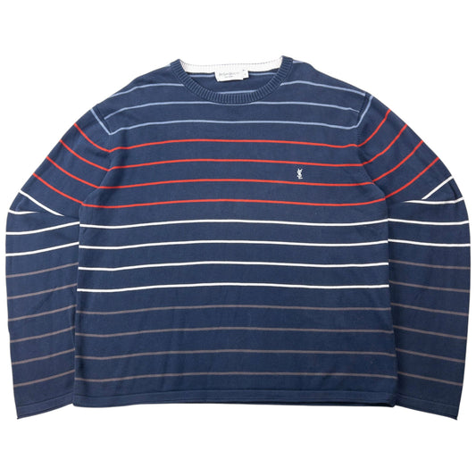 Vintage 2000s YSL Yves Saint Laurent Striped Jumper Size M | Medium, Navy