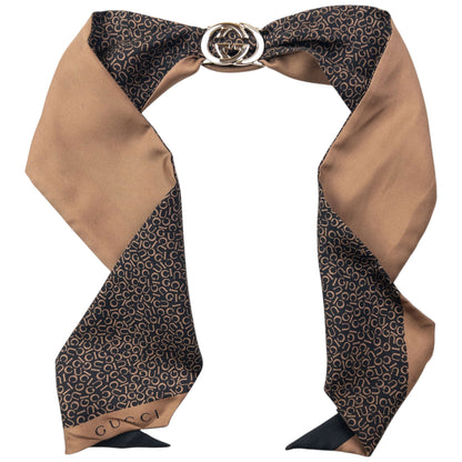 Vintage 2000s Gucci Monogram Silk Neck Scarf | O/S, Multicoloured