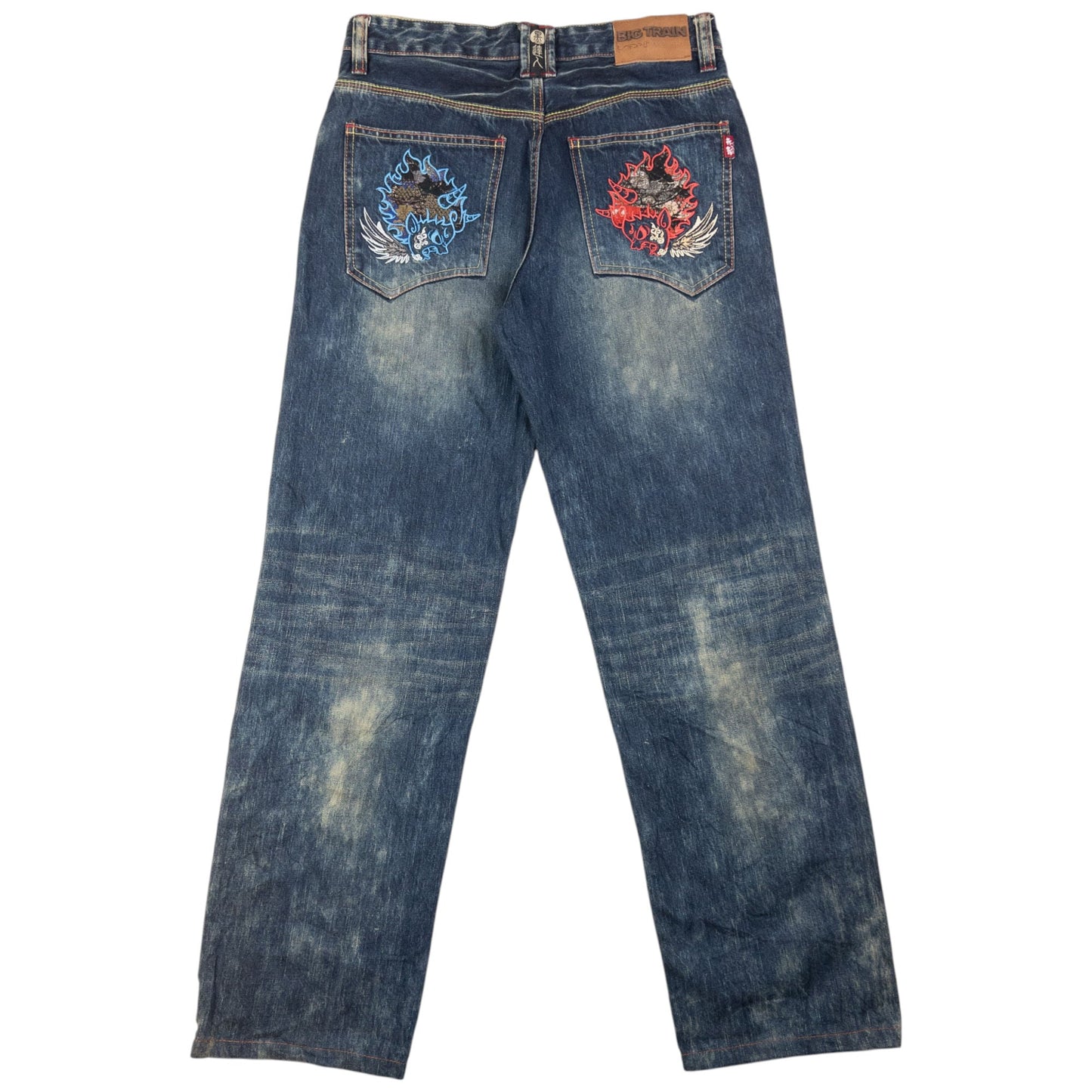 Vintage Big Train Embroidered Devils Japanese Denim Jeans Size W31