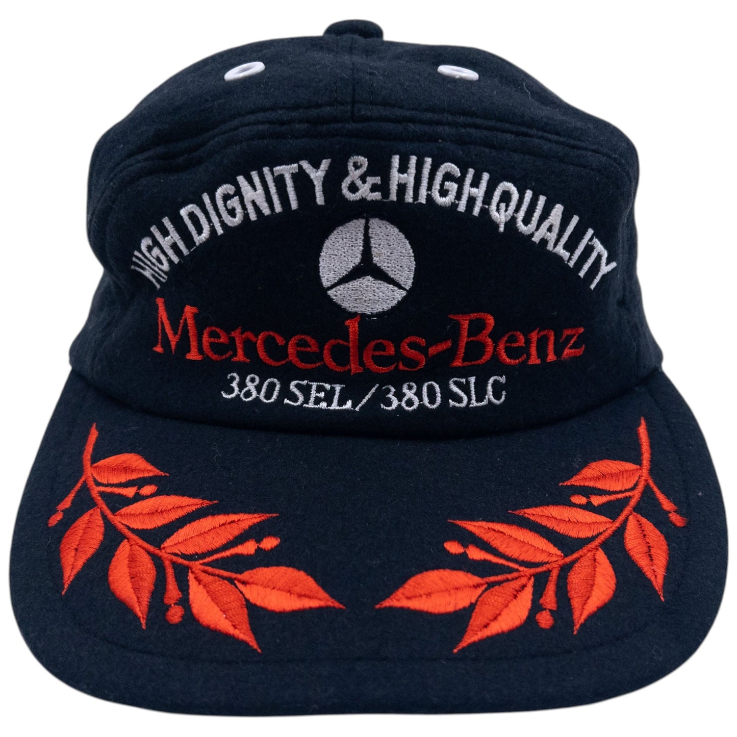 Vintage 80s Mercedes Benz Embroidered Wool Hat Size L | O/S, Black