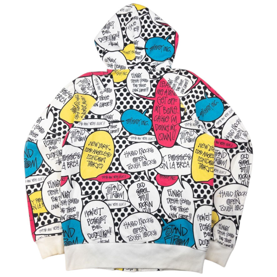 Vintage Stussy Speech Bubble Zip Up Hoodie Size M