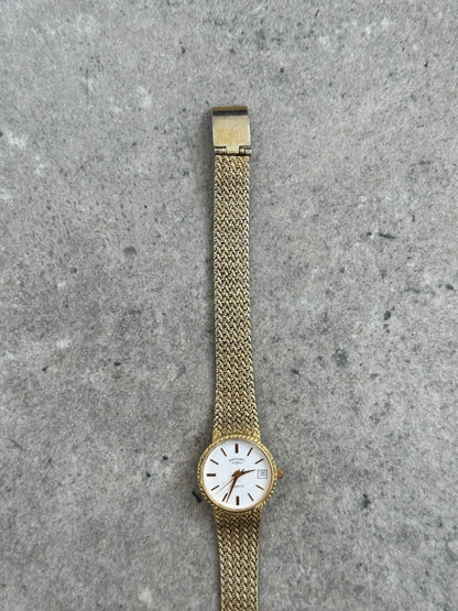 Rotary 1980s Gold Plated Quartz Bracelet Logo Watch